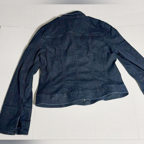 Talbots Denim Jacket w/ French Cuff Sleeves. Dark Blue Denim. Size 10 - Picture 5 of 10